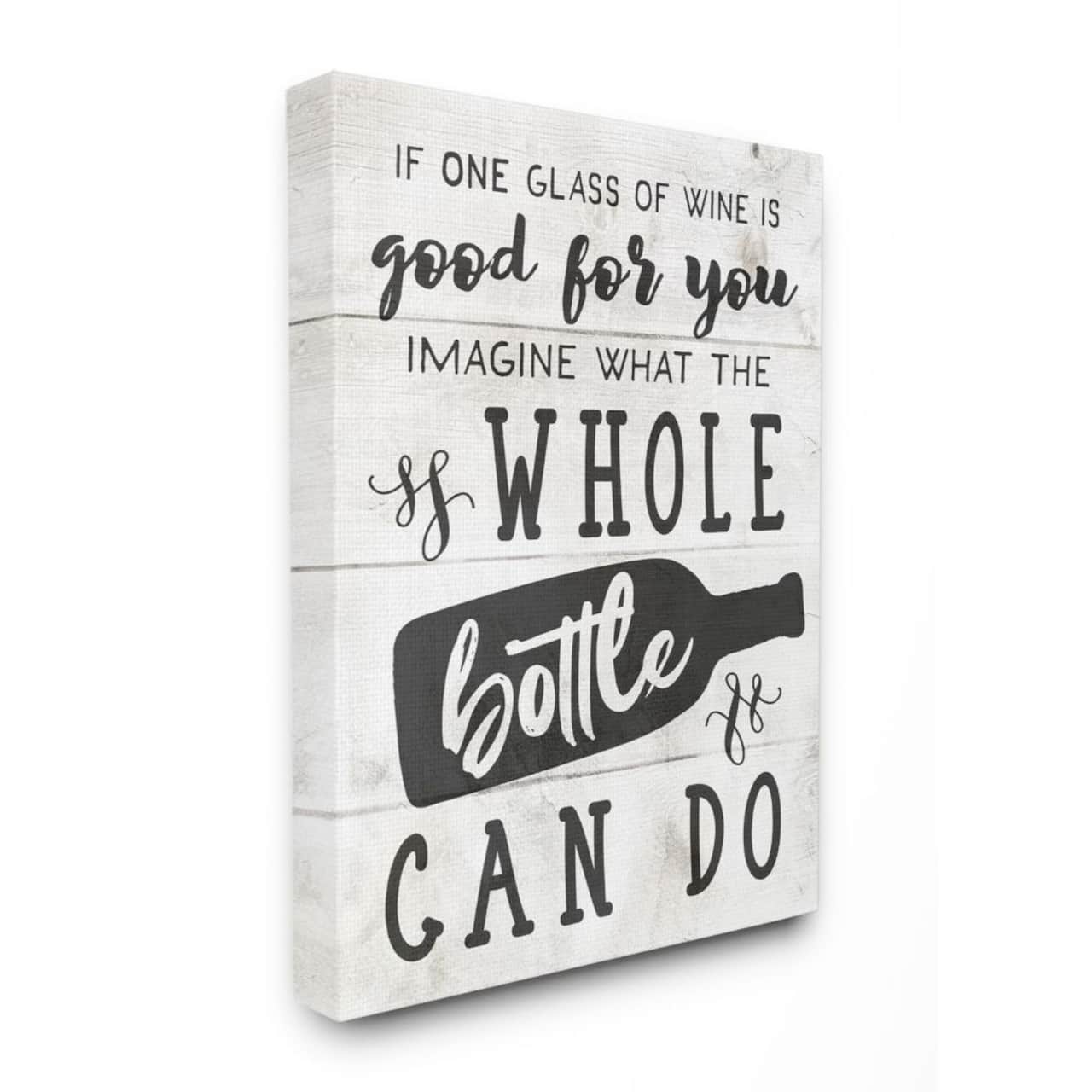 Stupell Industries Bottle of Wine Quote Canvas Wall Art
